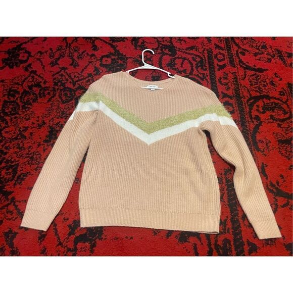 Womens Steve Madden Metallic Chevron Sweater SZ M Pink Gold Fuzzy Size medium - Picture 11 of 14
